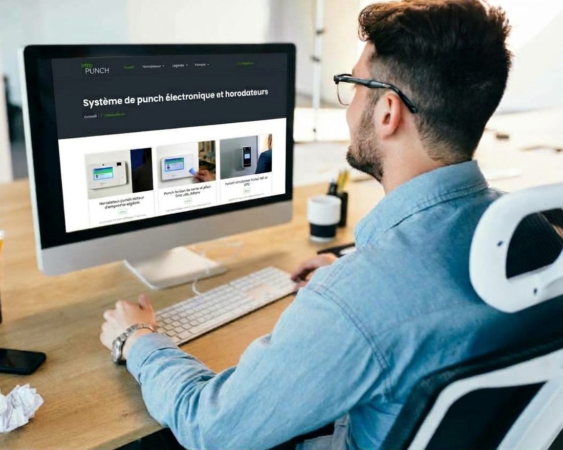 Logiciel de gestion du temps des employés Info-Punch affiché à l'ordinateur